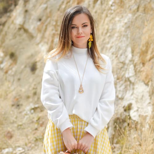 PEARLADA 18k Gold Plated Chain Long Necklace, Boho Sweater Necklace for Women, Geometric Pendant Y Necklace - color: 3 Layered Hoop