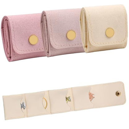 3 Pack Mini Jewelry Organizer, Travel Jewelry Case, Foldable Multifunctional Travel Jewelrys Pouch for Earrings, Necklaces, Rings, Chain Bracelets, Brooches - color: Beige