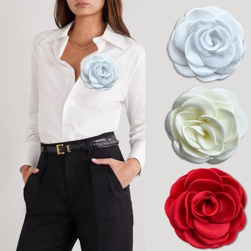 Collar Chain Pin for Men and Women - Hanging Tassel Brooch Lapel Pin for Business Suits - Bar Pin With Long Chain - Gifts - color: L: white flower