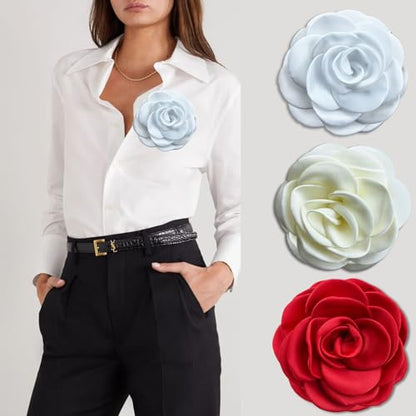 Collar Chain Pin for Men and Women - Hanging Tassel Brooch Lapel Pin for Business Suits - Bar Pin With Long Chain - Gifts - color: L: white flower