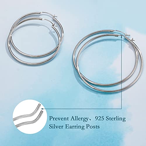 M MOOHAM Hoop Earrings for Women, Hypoallergenic 14K Gold Plated Earrings | Gold Plated Hoop Earrings Set for Sensitive Ears, Earring Stack for Women Trendy, Jewelry Gifts Lightweight 13-60mm - color: 3pairs-13/15/20mm-silver-plated