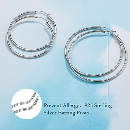 M MOOHAM Hoop Earrings for Women, Hypoallergenic 14K Gold Plated Earrings | Gold Plated Hoop Earrings Set for Sensitive Ears, Earring Stack for Women Trendy, Jewelry Gifts Lightweight 13-60mm - color: 3pairs-13/15/20mm-silver-plated