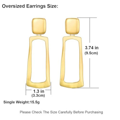 Matte Gold Silver Geometry Clip On Earrings for Women Retro Drop Clip Earrings for Women - style: gold rectangle