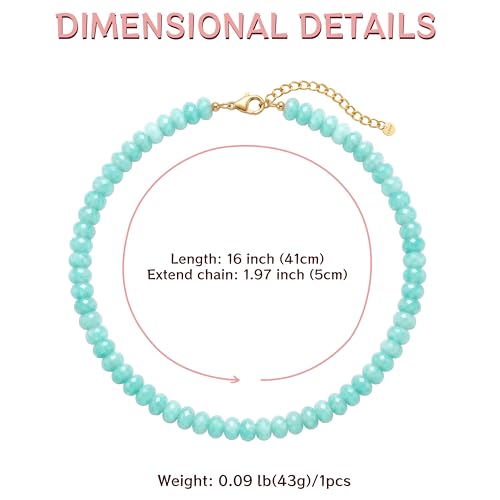 Gemstone Beaded Necklace for Women Colorful Natural Stone Freshwater Pearl Surfer Beach Rainbow Necklace Jewelry Gift - color: Blue-2