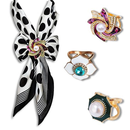 3pcs Fashion Scarf Ring Clip 3 Rings Silk Scarves Clip For Women Shawl Clip Buckle Gold Smooth Scarf Brooches Buckle - color: Scarf clip H-3PCS