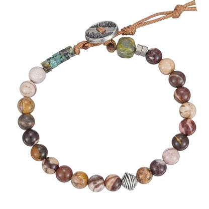 Plumiss Women Boho Handmade Natural Stone Crystal Leather Bead Wrap Bracelets Collection - style: Australian Zebra Stone