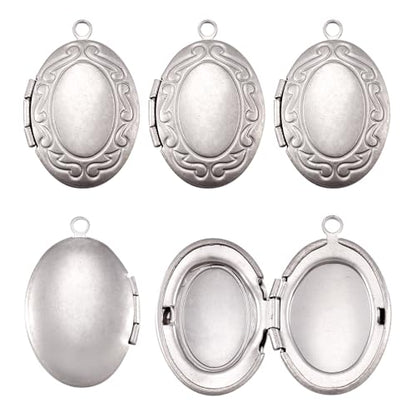 Elecrelive Locket Pendants Photo Frame Charms Memory Photo Charms Heart Locket Photo Frame Pendants - color: Silver - Oval