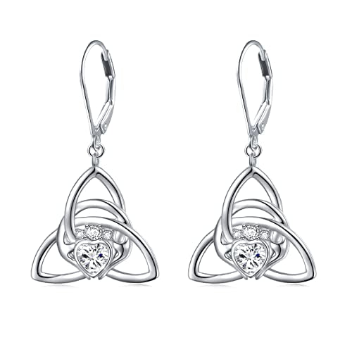S925 Sterling Silver Celtic Knot Earrings for Women Irish Good Luck Drop Dangle Hook Earrings - style: Dangle Leverback - Celtic Claddagh
