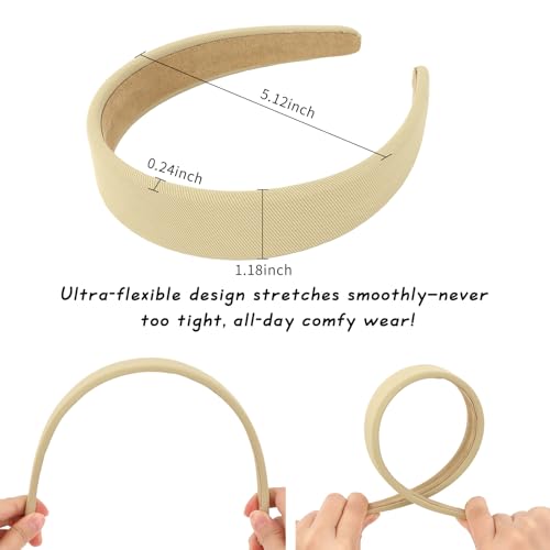 Wecoe Headbands for Women 4pcs Neutral Wide Headbands Non Slip Fashion Head Bands Comfortable Hairbands Fall Winter Hair Accessories for Women & Girls