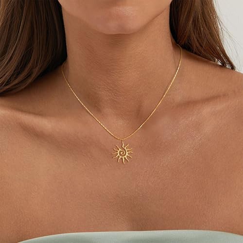 Lariat Necklaces for Women - Dainty Long Necklace Trendy 14K Gold Plated Hypoallergenic Layered Long Y-Shape Sunburst CZ T-Bar Pendant Drop Chain Necklace Set for Women Non Tarinsh Jewelry - style: sunburst-gd