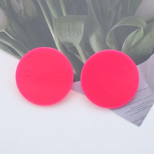 Acrylic Large Round Earrings Tortoise Shell Resin Big Circle Earrings Brown Acrylic Leopard Studs Large Round Disc Studs Jewelry for Women - color: Pink