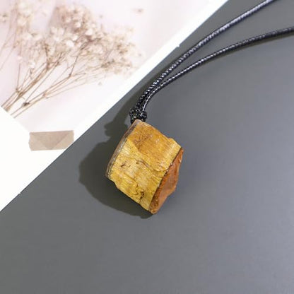 Natural Raw Crystal Necklace for Women Irregular Stone Necklaces Spiritual Gemstone Pendant with Adjustable Rope - color: A-Tiger's Eye