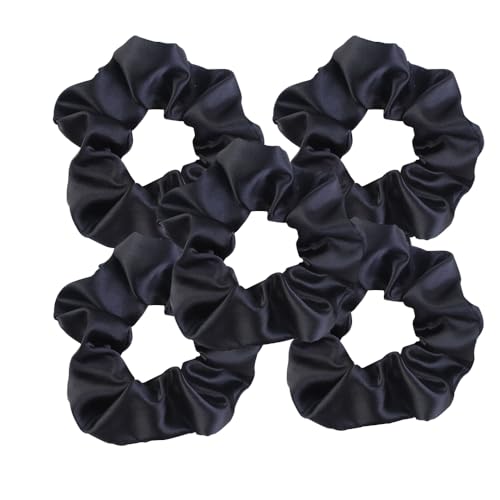 Satin Scrunchies for Women, 5PCS Black Hair Ties for Girls No Crease Frizz-Free Soft Stylish Hair Accessories Gifts