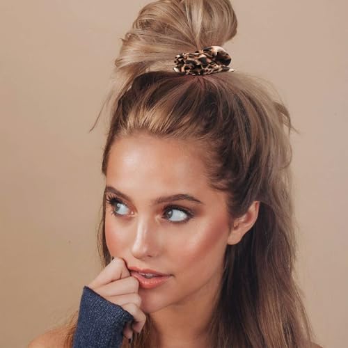 KICOSY 12 Pack Leopard Print Scrunchies Set - 6 Styles of Cheetah & Leopard Hair Ties for Daily Looks, Workouts, Party Outfits - color: leopard