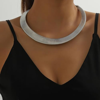 Collar Necklace for Woman Trendy Silver Choker Necklaces for Woman Statement Open Round Collar Choker Necklace - style: Style 2