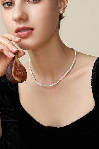 BABEYOND Round Imitation Pearl Necklace Wedding Pearl Necklace for Brides - color: White, size: 4mm