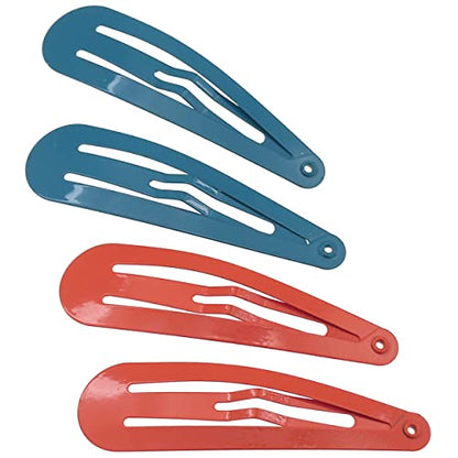 Camila Paris CP1330B French Hair Barrettes Clips, Snap Hair Slides Clic Clac for Women, Styling Girls Side Slide-in Metal Snap Pin Hair Accessories for Women. Strong Hold, No Slip Grip, Made in France - color: 4PK Metal Blue/Red 2"