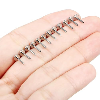 F136 Titanium 20/18/16G Threaded/Threadless Flat Earring Back Converter Kit Nose Lip Rings Medusa Labret Flatback Posts Cartilage Helix Conch Tragus Stud Piercing Jewelry Bar for Women Men - color: Internally Threaded, size: 18g, 7mm