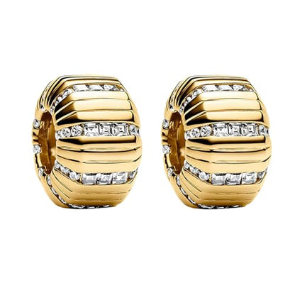 Clip Stopper Spacer Charms for Bracelets Necklaces, Compatible with Pandora,Jewery Making DIY - style: Line Stopper 14K Gold Plated