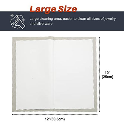 CATIFLIN 2pcs Multi-Layer Jewelry Cleaning Cloth, Large Silver Polishing Cloth, 100% Cotton Jewelry Polishing Cloths for Gold, Silver and Platinum Jewelry (Light Gray, 10 "X12)