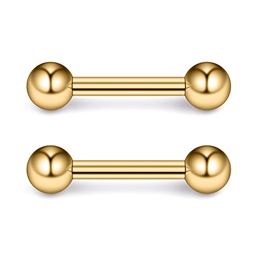 Ruifan 316L Stainless Steel Nipple PA Tongue Shield Barbell Ring Bar Body Piercing Retainer 12G 12mm 2-12PCS - color: 12PCS - Mix Color