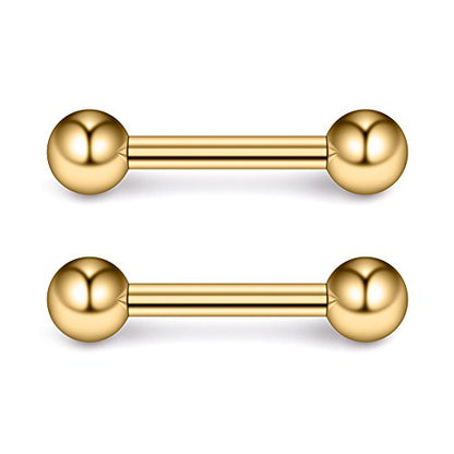 Ruifan 316L Stainless Steel Nipple PA Tongue Shield Barbell Ring Bar Body Piercing Retainer 12G 12mm 2-12PCS - color: 12PCS - Mix Color