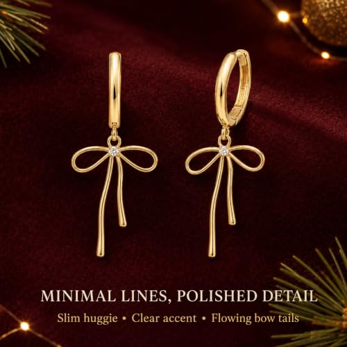 Bow Earrings Red Earrings for Women Dangle Cute Earrings Red Stuff Jewelry Outfits Accessories Gifts for Girls - color: C2:gold bow earrings