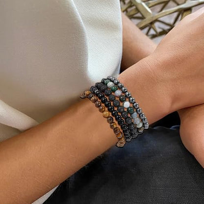BROCC 16PCS Natural Healing Crystal Bracelets for Women 6mm Beads Bracelet | Healing Crystal Beads, Stretch Bracelet,Natural Stone,Handmade and easy to wear,Yoga Bracelets,Meaning Card Bracelet Gift Set