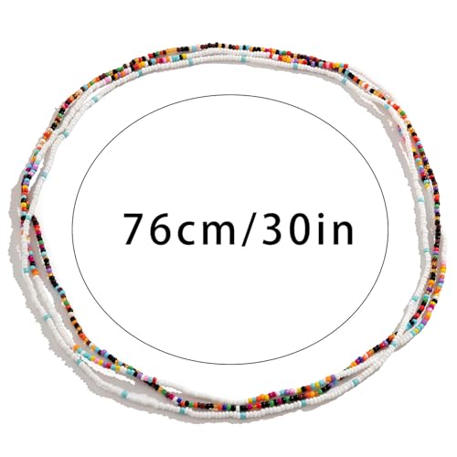 3Pcs/Set Boho Elastic Beads Waist Chains Jewelry Summer Beach Seed Beaded Belly Chain Jewelry Bikini Sexy Bead Waist Body Jewelry for Women - color: Black