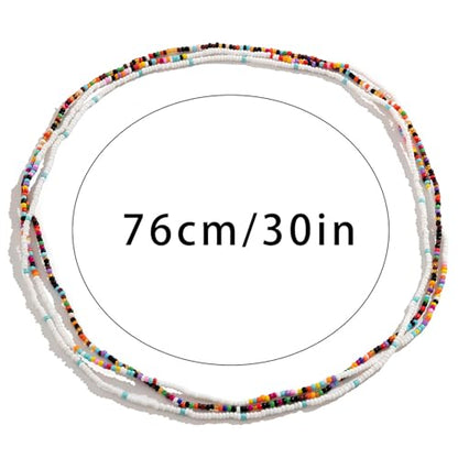 3Pcs/Set Boho Elastic Beads Waist Chains Jewelry Summer Beach Seed Beaded Belly Chain Jewelry Bikini Sexy Bead Waist Body Jewelry for Women - color: Black