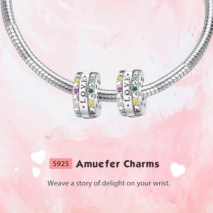 Clip Stopper Spacer Charms for Bracelets Necklaces, Compatible with Pandora,Jewery Making DIY - style: 2PCS Pave Love Clips