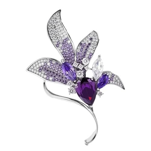 Lily Floral Brooch Pin for Women, Austrian Crystal Rhinestone, Lapel Pin, Wedding Banquet Prom Corsage Accessory