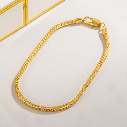 Dainty 925 Sterling Silver Chopin Chain Bracelet Women Bohemian Stackable Figaro/Box/Snake Bracelet 2MM 5 "5.9" 6.3 "6.7" 7 "7.5" 8" Jewelry Gift - color: Gold, size: 5 inches