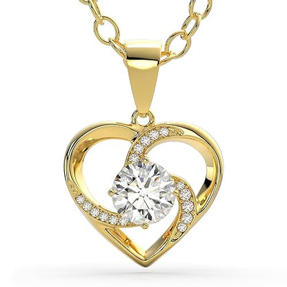 SERASAR Gold Heart Pendant Necklace Women Jewelry Birthday Gifts for Ladies - color: Gold, style: Emotion
