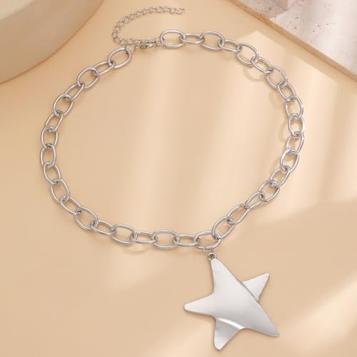 Sora Tuki Chunky Star Necklace for Women Trendy Big Statement Necklace Large Star Pendant Necklaces Thick Chain OT Toggle Necklaces Boho Chunky Jewelry - style: Style 2 - S