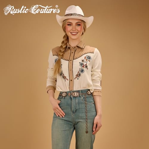 Montana West Rustic Couture's Turquoise Western Concho Chain Belt for Women | Large Western Cowgirl Metal Adjustable Boho Body Chain Belt for Dresses Jeans Country Concert - color: Concho White-s