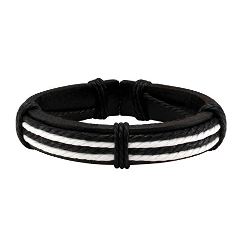 6-12PCS Braided Faux Leather Bracelet Punk Cuff Wrap Bracelets for Men Women Adjustable - color: I:8pcs