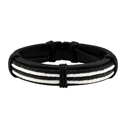 6-12PCS Braided Faux Leather Bracelet Punk Cuff Wrap Bracelets for Men Women Adjustable - color: I:8pcs