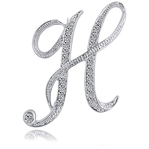 Letter Brooch Pins Initial Rhinestone Brooch for Women Crafts Silvery A-Z - color: Silver H
