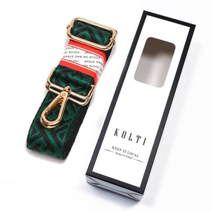 Kolti Purse Strap Replacement Crossbody Handbag Stripe Wide Adjustable - color: Gold Buckle-397