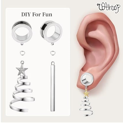 WBRWP 6pcs Ear Gauges Tunnels Plugs: DIY Ear Tunnles Piercing Expander Stainless Steel Double Flared Screw Gauges - color: Silver-Style 2