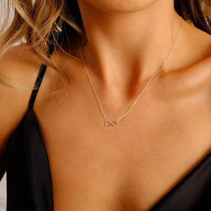 LLWOM Gold Necklace for Women-14k Gold Plated Infinity Necklace Star Of David Necklace Evil Eye Cross Pendants Heart Dainty Gold Necklace For Women - color: Gold-Infinity