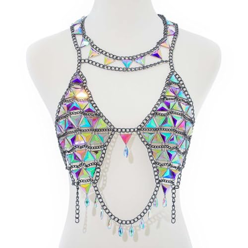 CanB Boho Body Chain Sexy Rhinestone Bikini Bra Body Chain Bra Beach Body Accessories Jewelry for Women