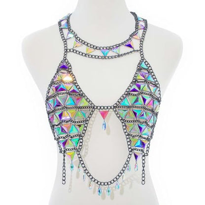 CanB Boho Body Chain Sexy Rhinestone Bikini Bra Body Chain Bra Beach Body Accessories Jewelry for Women