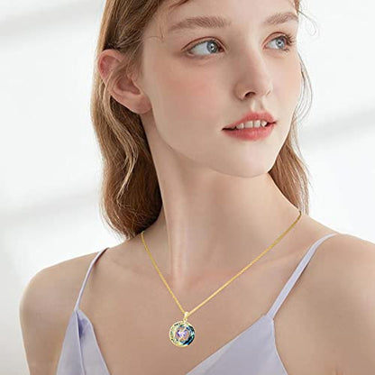 TOUPOP Birthstone Necklace Women Sterling Silver Moon Star Birthday Jewelry | Celtic Moon Pendant with Blue Crystal Anniversary Christmas Jewelry Gifts for Wife Mom Her - color: B-06-Alexandrite-Gold