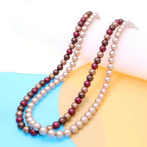 AAA+ Simulated Pearl Strand Necklace Colorful 10mm Pearls Choker Necklaces for Women 1920s Long Costume Jewelry Gift - color: long pearl necklace 24 inches