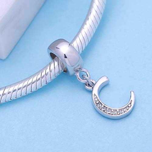 925 Sterling Silver Letter Charms Fits Pandora Bracelets, Gift for Women | A-Z Alphabet Initial Charm with CZ,Great gift for Christmas, Valentine's Day, Mother's Day. - color: C