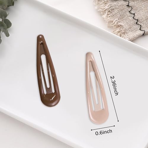 24 PCS 2.36 In Metal Snap Hair Barrettes For Women Water Drop Shape Hair Clips For Thick Thin Fine Hair,Bright Black Brown Beige White - color: Bright Black Brown Beige White