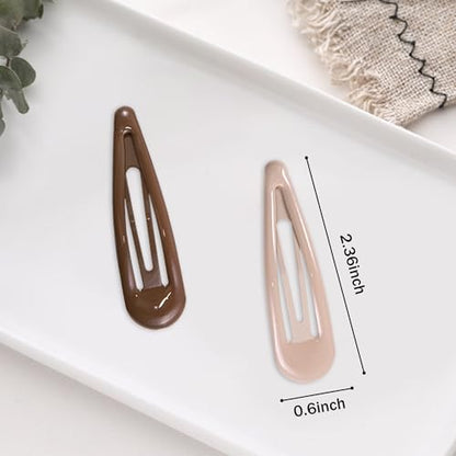 24 PCS 2.36 In Metal Snap Hair Barrettes For Women Water Drop Shape Hair Clips For Thick Thin Fine Hair,Bright Black Brown Beige White - color: Bright Black Brown Beige White