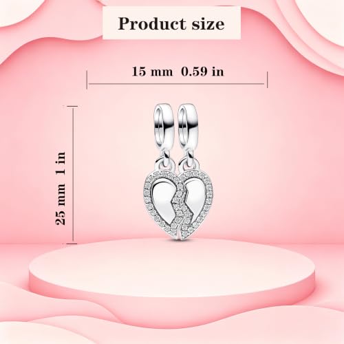 925 Sterling Silver Charms Pendants Mom Heart Dog koi fish Sea Turtle Football Charms for bracelet Pendants Beads Mom Sister Wife Family, Friends, Birthday gifts - style: 2-in-1 Heart Pendant